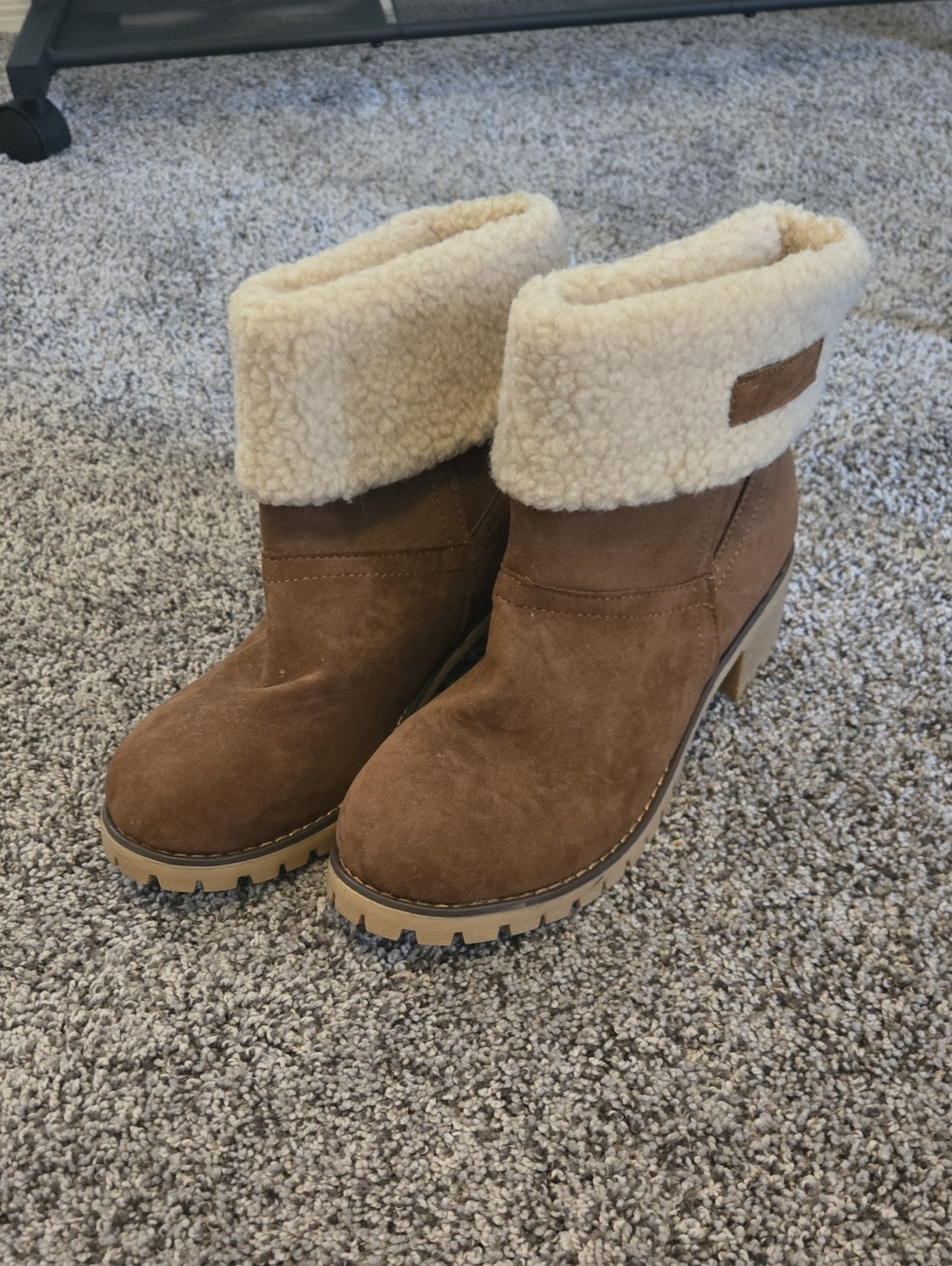 Women’s Brown Suede Shearling Cuff Boot